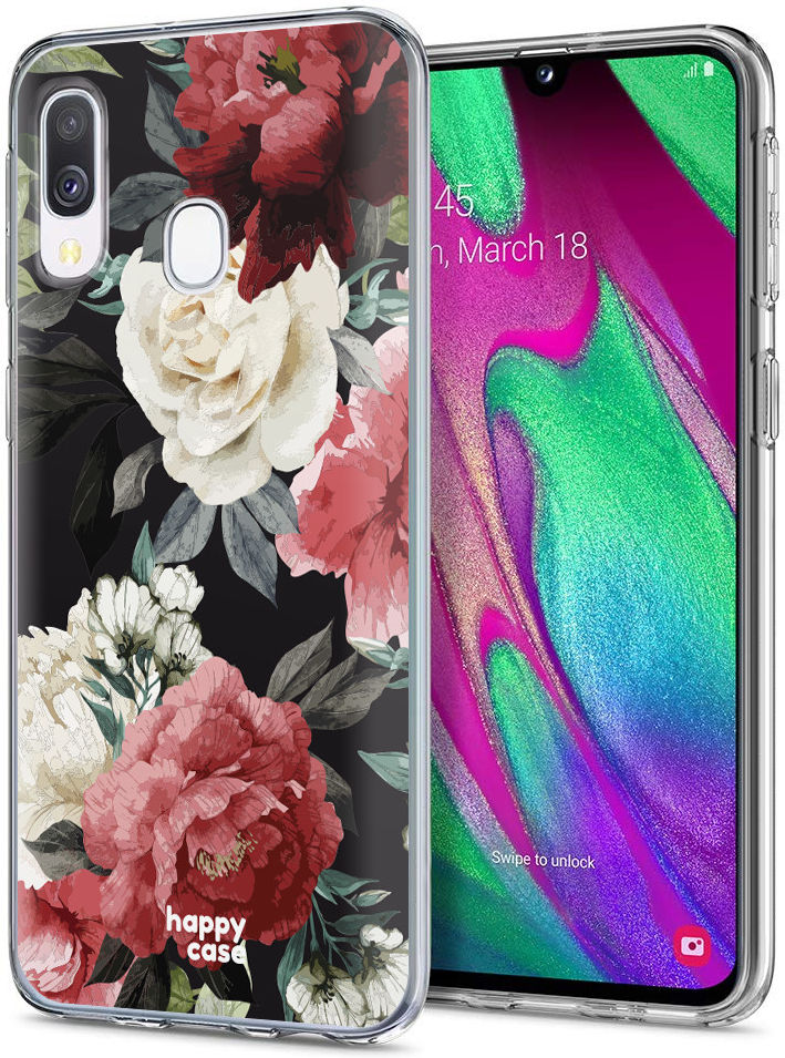 HappyCase Samsung Galaxy A40 Flexibel TPU Hoesje Rozen Print afbeelding 2