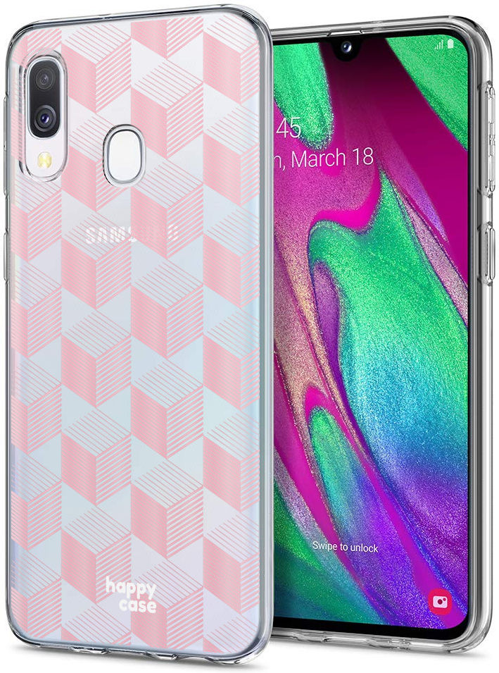 HappyCase Samsung Galaxy A40 Flexibel TPU Hoesje Blokjes Print afbeelding 2