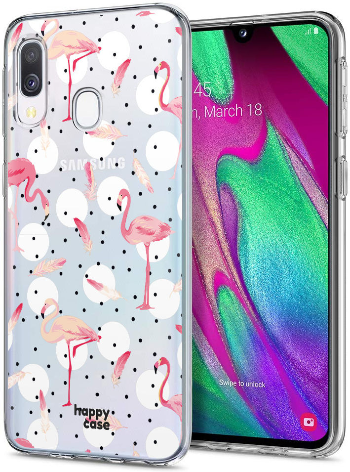 HappyCase Samsung Galaxy A40 Flexibel TPU Hoesje Flamingo Print afbeelding 2