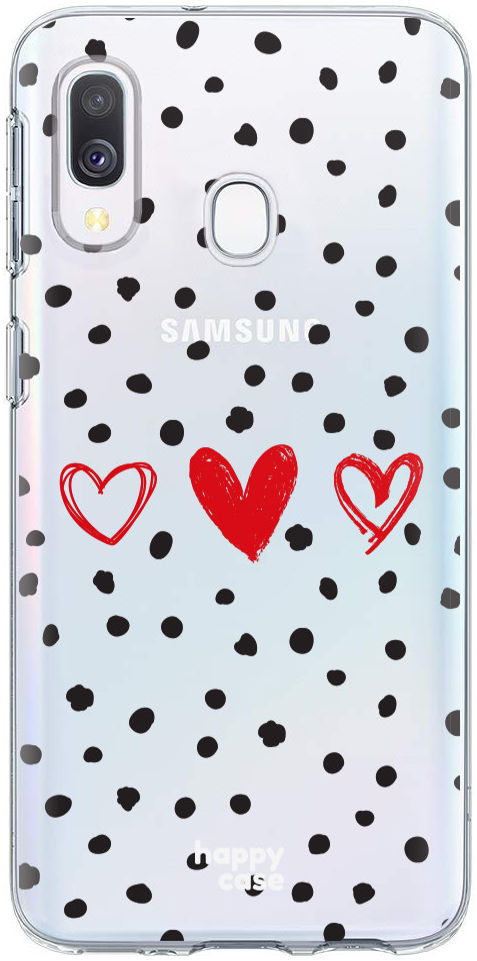 HappyCase Samsung Galaxy A40 Flexibel TPU Hoesje Stip Hartjes Print afbeelding 1