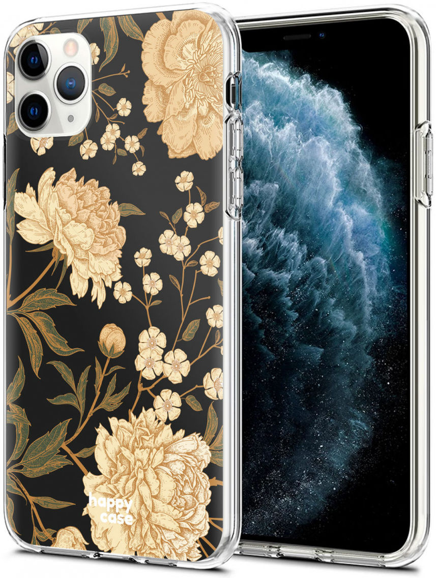 HappyCase iPhone 11 Pro Hoesje Flexibel TPU Gele Rozen Print afbeelding 2
