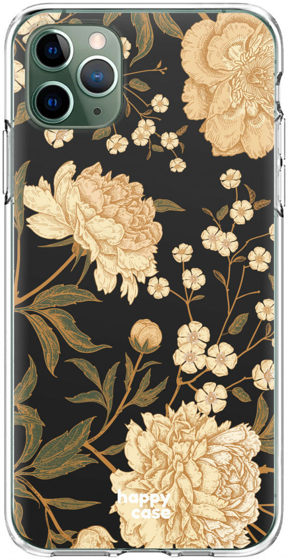 HappyCase iPhone 11 Pro Hoesje Flexibel TPU Gele Rozen Print afbeelding 1