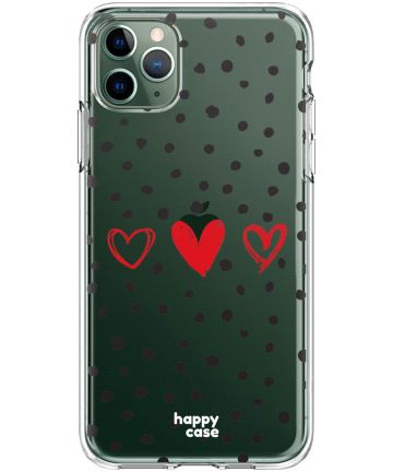 HappyCase iPhone 11 Pro Hoesje Flexibel TPU Stip Hartjes Print Hoesjes