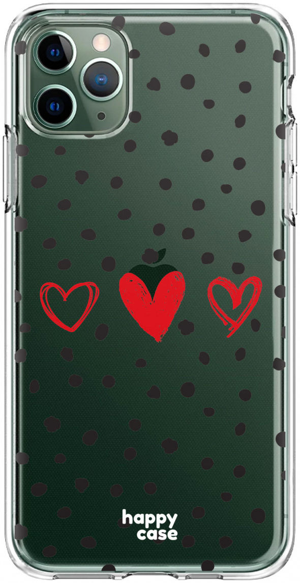 HappyCase iPhone 11 Pro Hoesje Flexibel TPU Stip Hartjes Print afbeelding 1