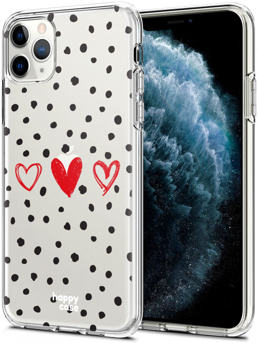 HappyCase iPhone 11 Pro Hoesje Flexibel TPU Stip Hartjes Print afbeelding 2
