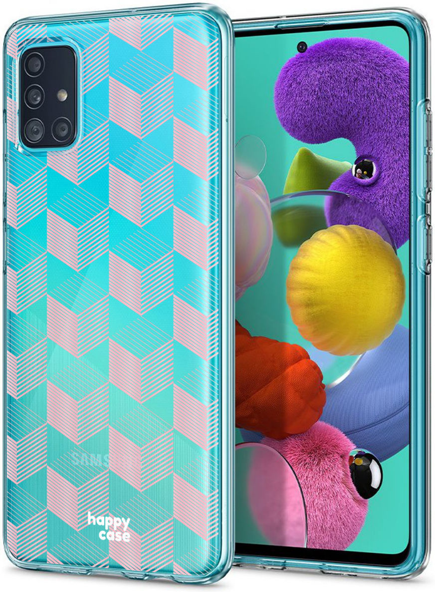 HappyCase Samsung Galaxy A71 Hoesje Flexibel TPU Blokjes Print afbeelding 5