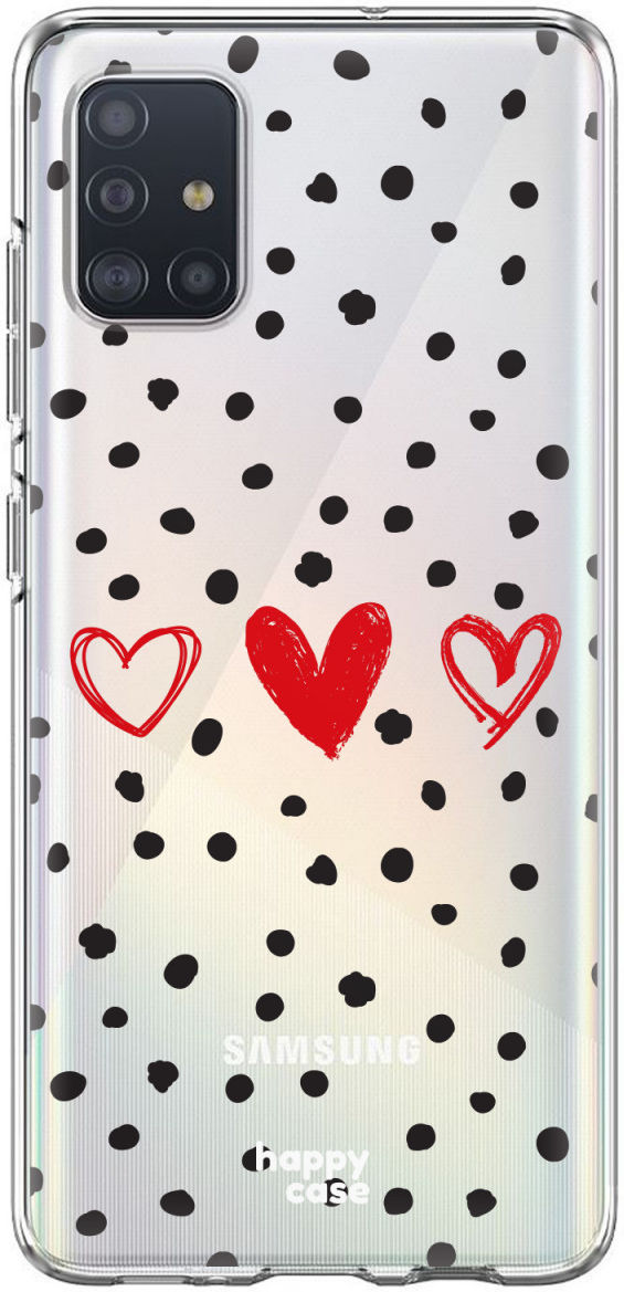 HappyCase Samsung Galaxy A71 Hoesje Flexibel TPU Stip Hartjes Print afbeelding 1