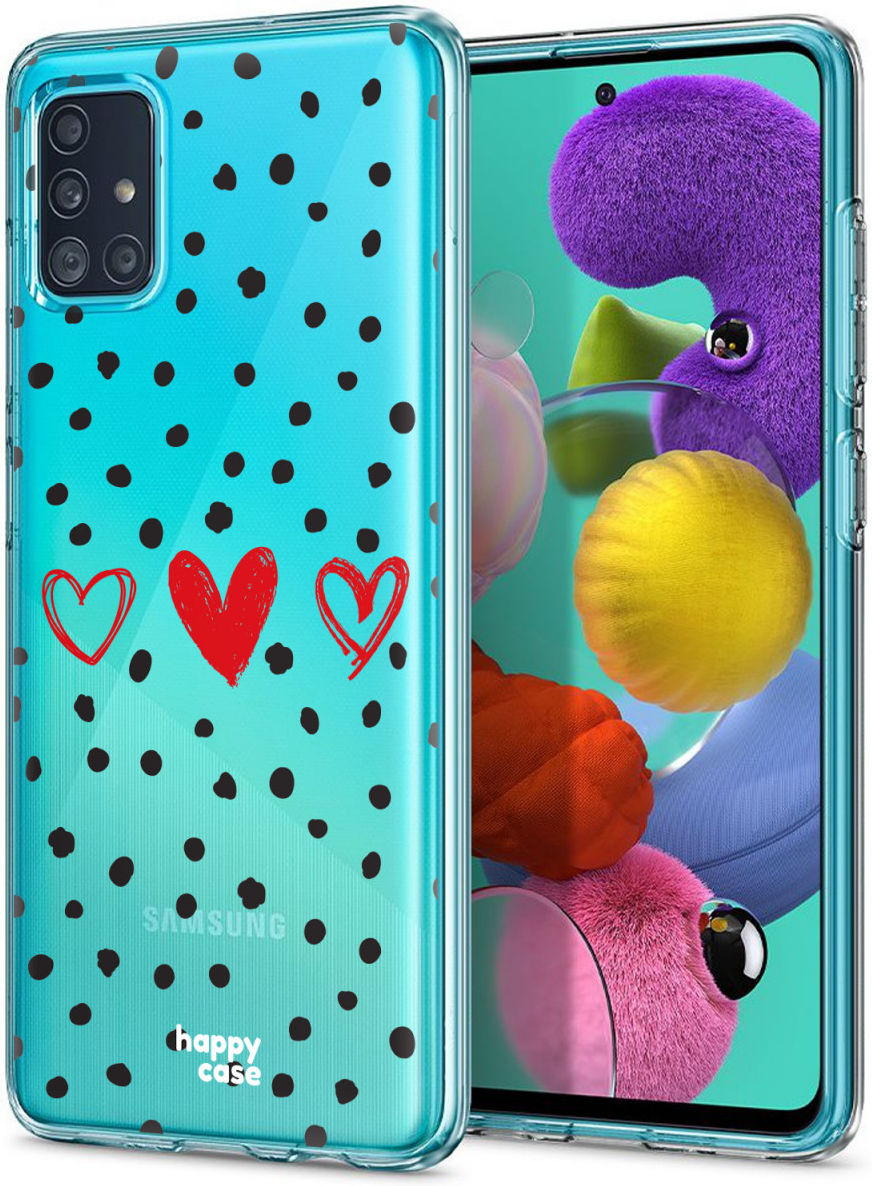 HappyCase Samsung Galaxy A71 Hoesje Flexibel TPU Stip Hartjes Print afbeelding 5