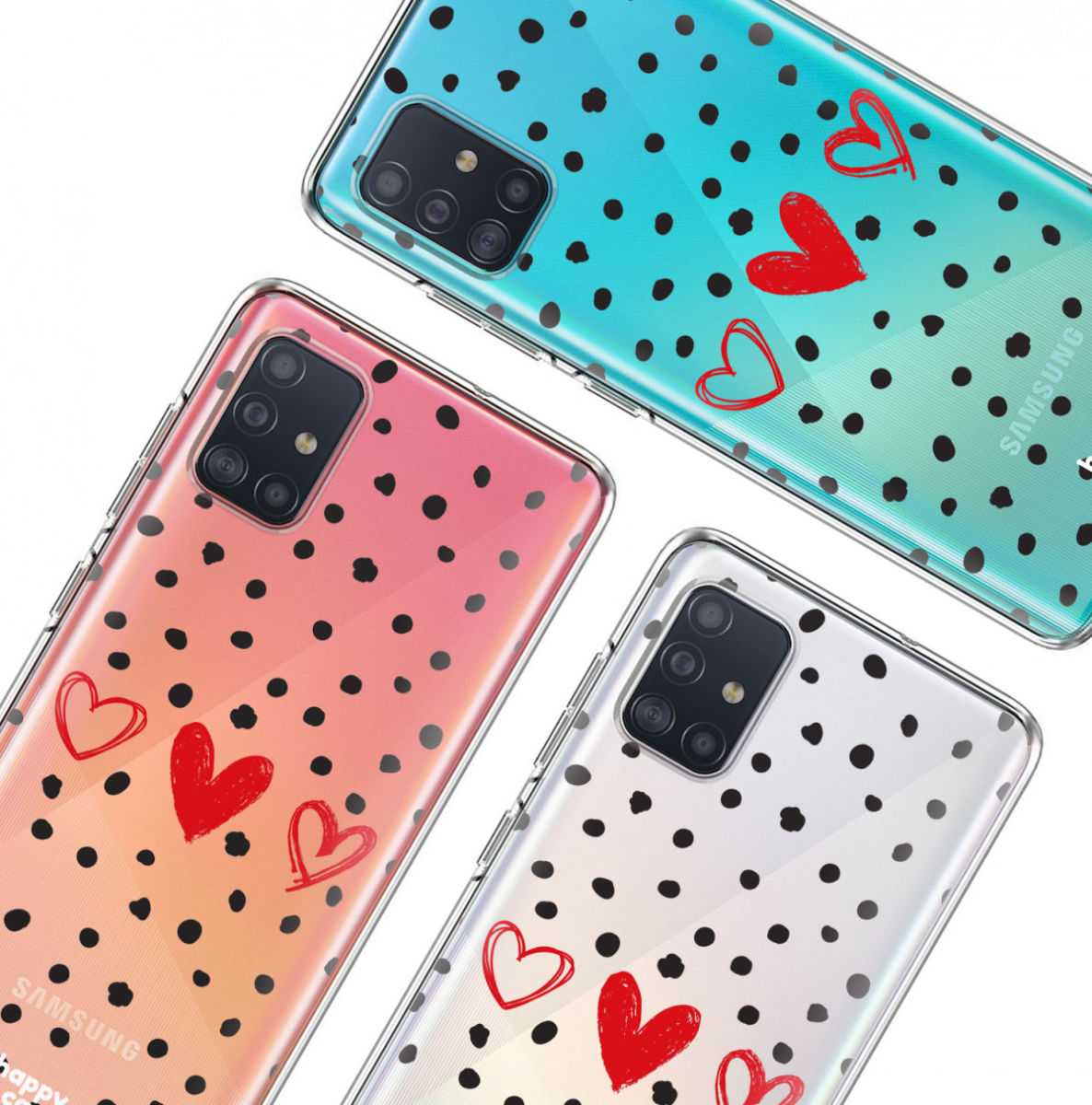 HappyCase Samsung Galaxy A71 Hoesje Flexibel TPU Stip Hartjes Print afbeelding 7