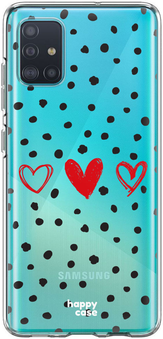 HappyCase Samsung Galaxy A71 Hoesje Flexibel TPU Stip Hartjes Print afbeelding 4