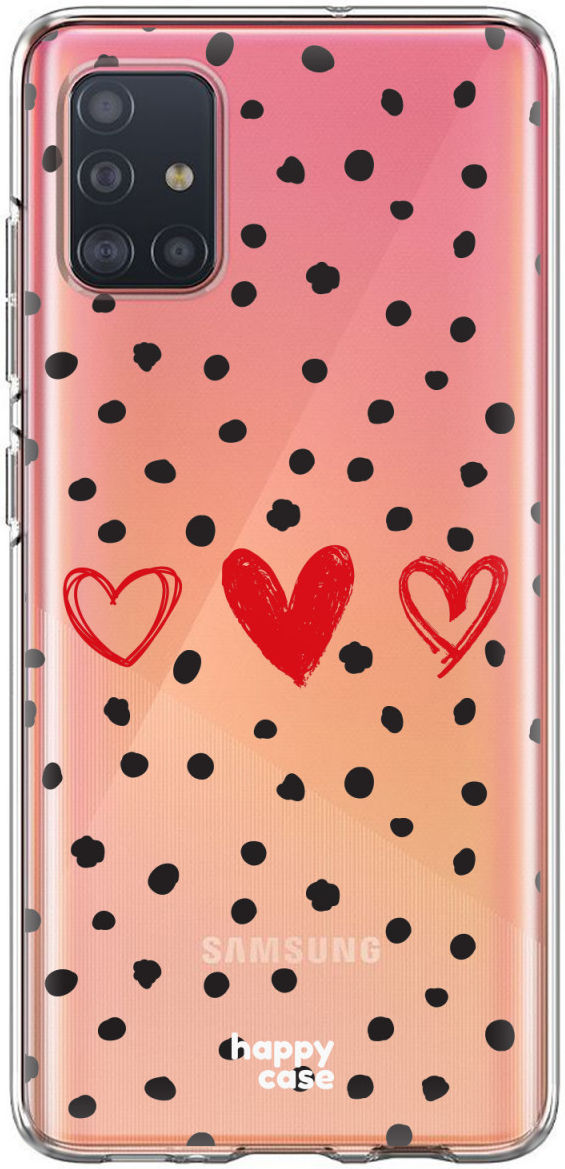 HappyCase Samsung Galaxy A71 Hoesje Flexibel TPU Stip Hartjes Print afbeelding 6