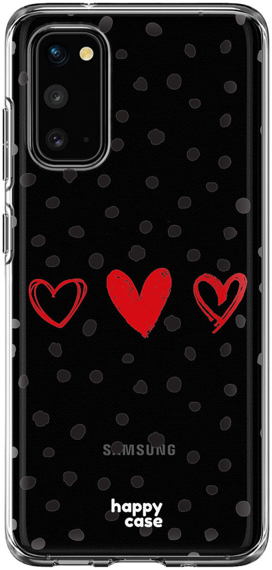 HappyCase Samsung Galaxy S20 Hoesje Flexibel TPU Stip Hartjes Print afbeelding 1