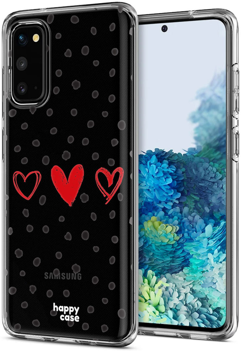 HappyCase Samsung Galaxy S20 Hoesje Flexibel TPU Stip Hartjes Print afbeelding 2