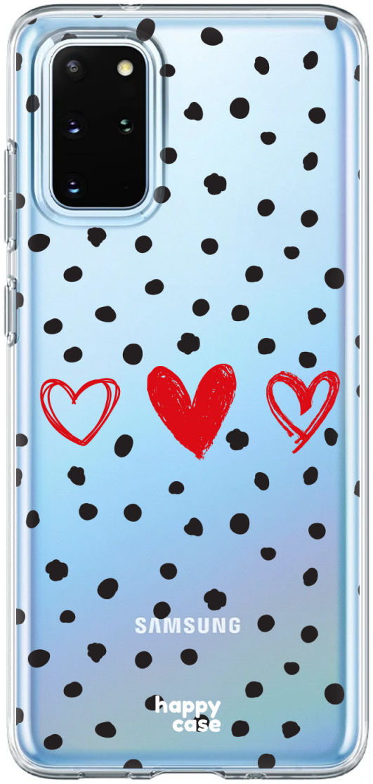 HappyCase Samsung S20 Plus Hoesje Flexibel TPU Stip Hartjes Print afbeelding 1