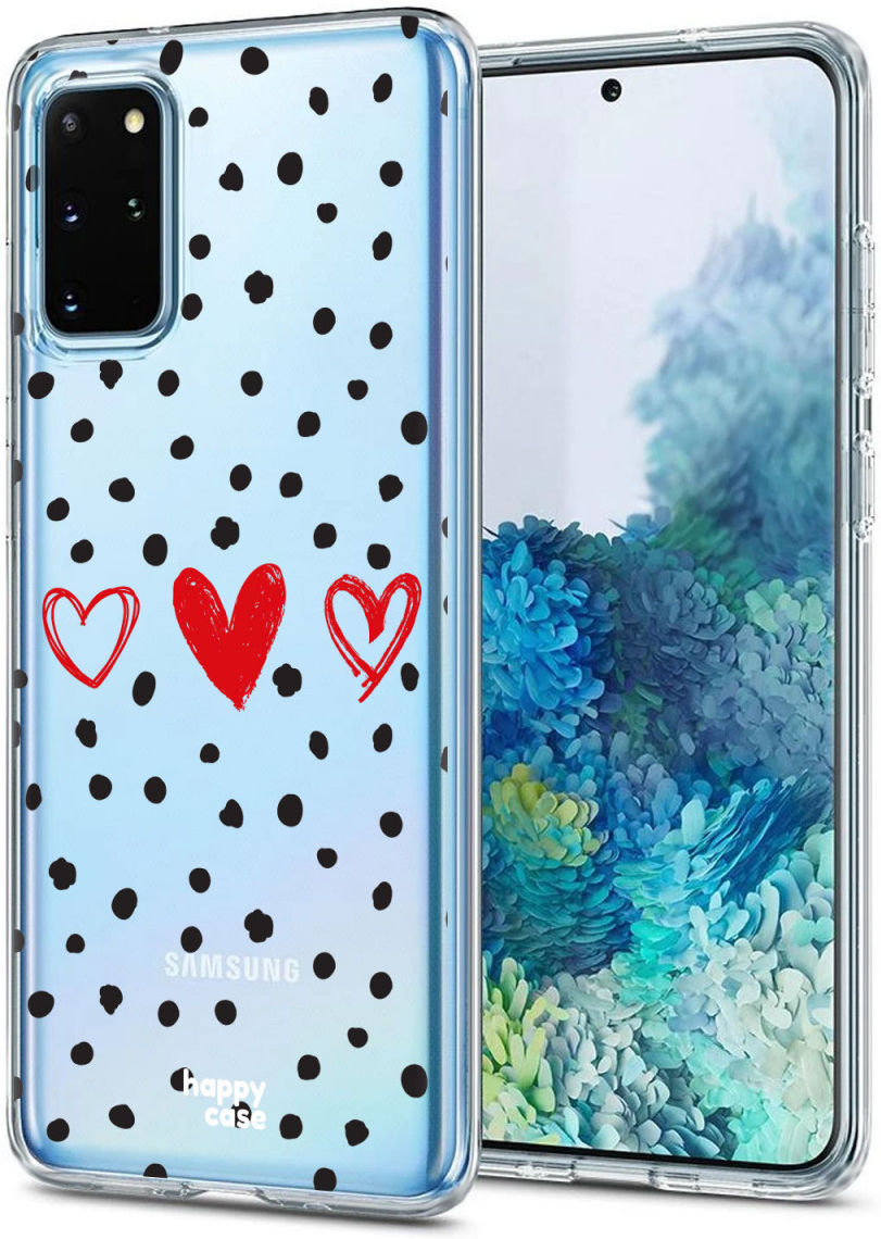 HappyCase Samsung S20 Plus Hoesje Flexibel TPU Stip Hartjes Print afbeelding 2