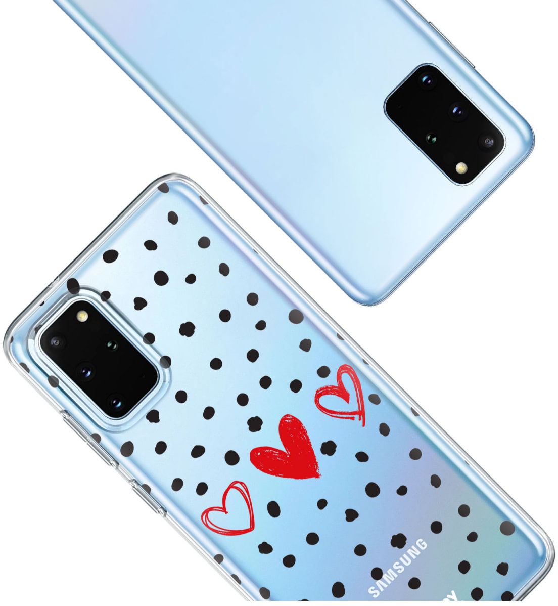 HappyCase Samsung S20 Plus Hoesje Flexibel TPU Stip Hartjes Print afbeelding 6