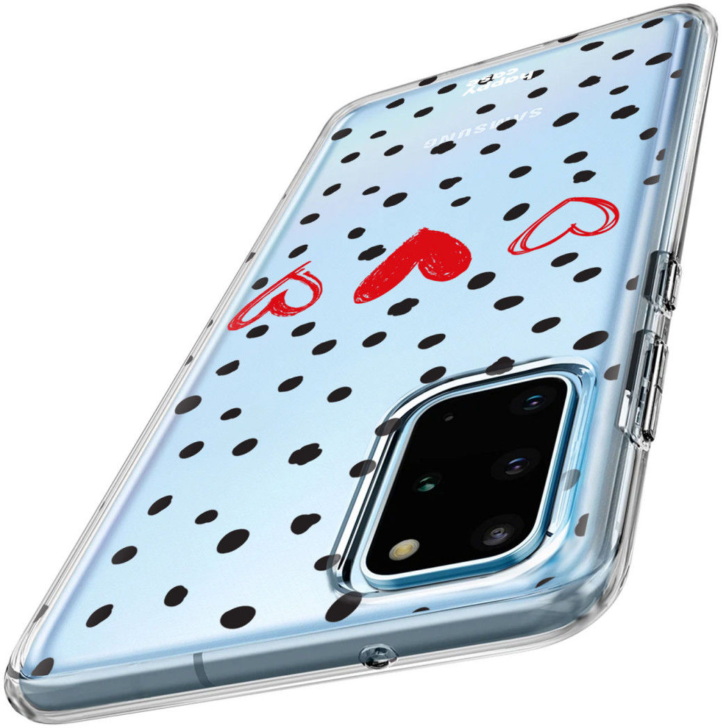 HappyCase Samsung S20 Plus Hoesje Flexibel TPU Stip Hartjes Print afbeelding 4