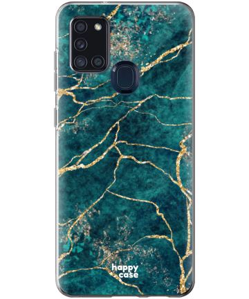 HappyCase Samsung Galaxy A21S Flexibel TPU Hoesje Aqua Marmer print Hoesjes