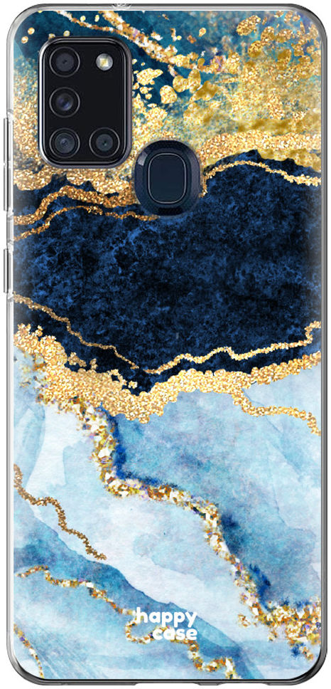 HappyCase Samsung Galaxy A21S Flexibel TPU Hoesje Blue Marble print afbeelding 1