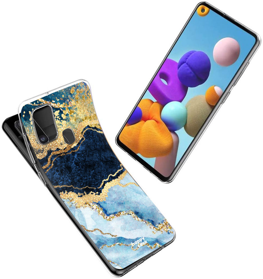 HappyCase Samsung Galaxy A21S Flexibel TPU Hoesje Blue Marble print afbeelding 5