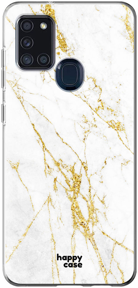 HappyCase Samsung Galaxy A21S Flexibel TPU Hoesje Wit Marmer print afbeelding 1