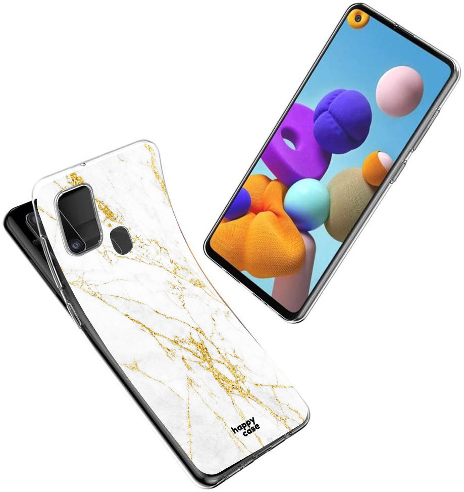 HappyCase Samsung Galaxy A21S Flexibel TPU Hoesje Wit Marmer print afbeelding 7