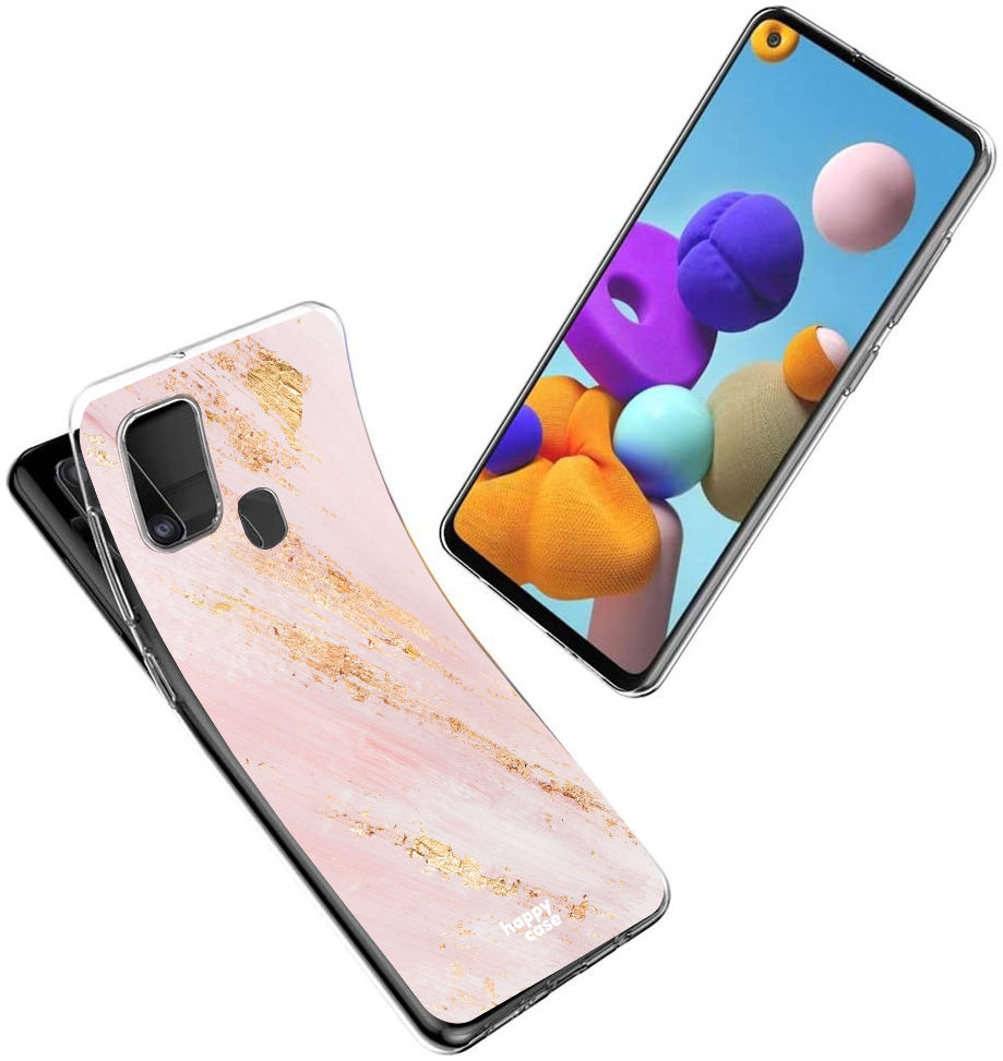 HappyCase Samsung Galaxy A21S Flexibel TPU Hoesje Pink Marmer print afbeelding 7