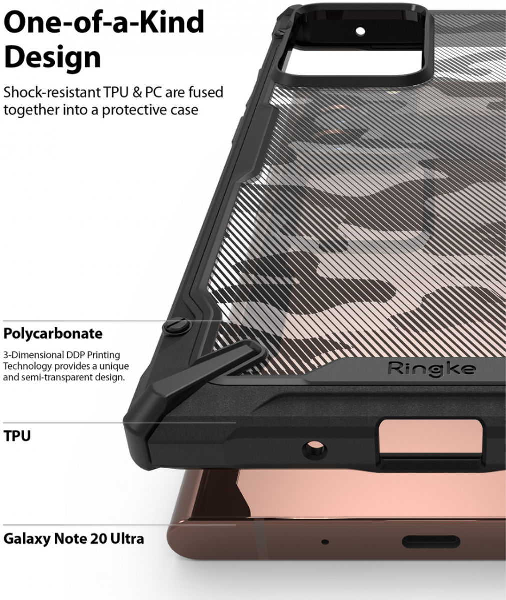 Ringke Fusion X Samsung Galaxy Note 20 Ultra Hoesje Camo Zwart afbeelding 5
