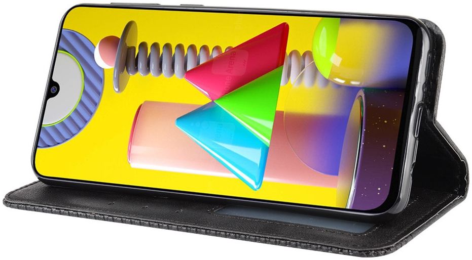 Samsung Galaxy M31 Retro Stijl Kunstleren Portemonnee Hoesje Zwart afbeelding 3