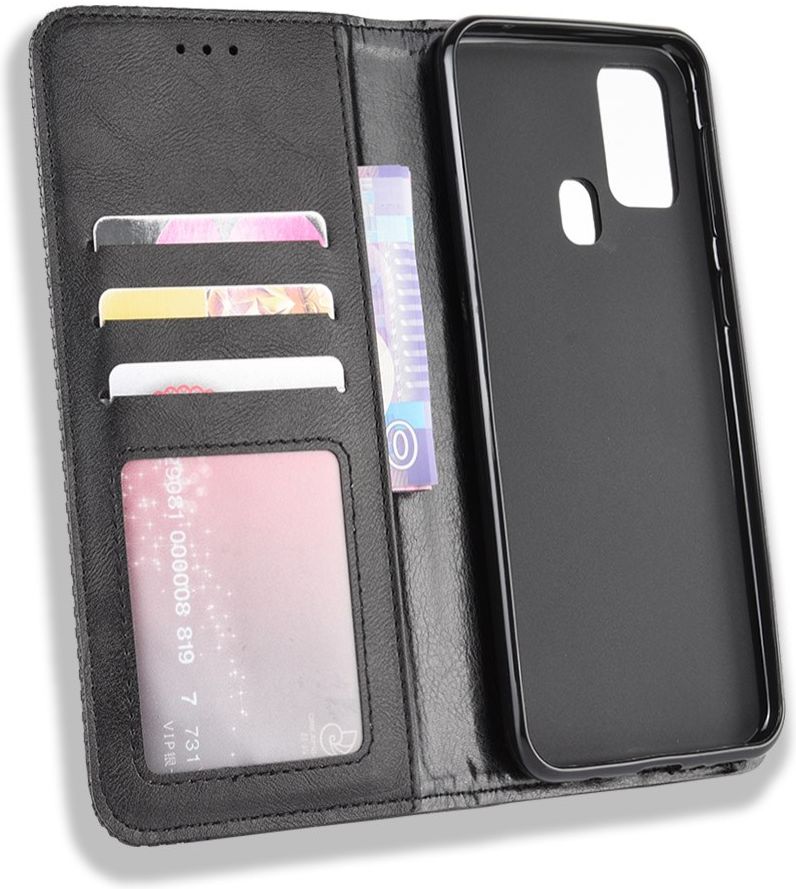 Samsung Galaxy M31 Retro Stijl Kunstleren Portemonnee Hoesje Zwart afbeelding 5
