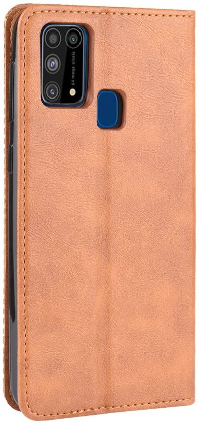 Samsung Galaxy M31 Retro Stijl Kunstleren Portemonnee Hoesje Bruin afbeelding 2