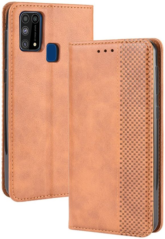 Samsung Galaxy M31 Retro Stijl Kunstleren Portemonnee Hoesje Bruin afbeelding 5