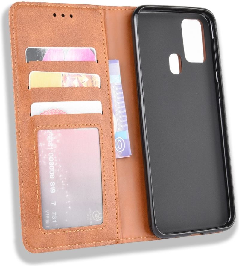 Samsung Galaxy M31 Retro Stijl Kunstleren Portemonnee Hoesje Bruin afbeelding 10
