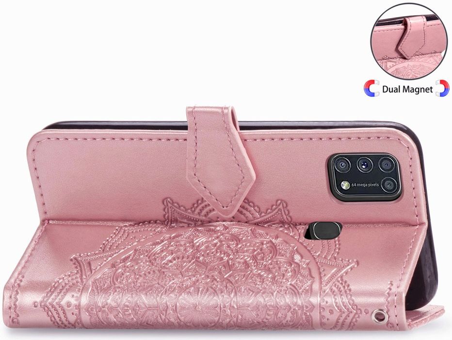 Samsung Galaxy M31 Portemonnee Hoesje Met Mandala Roze Goud afbeelding 2