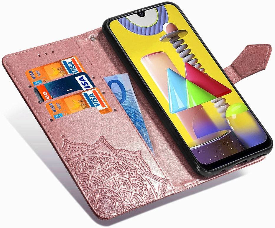 Samsung Galaxy M31 Portemonnee Hoesje Met Mandala Roze Goud afbeelding 3