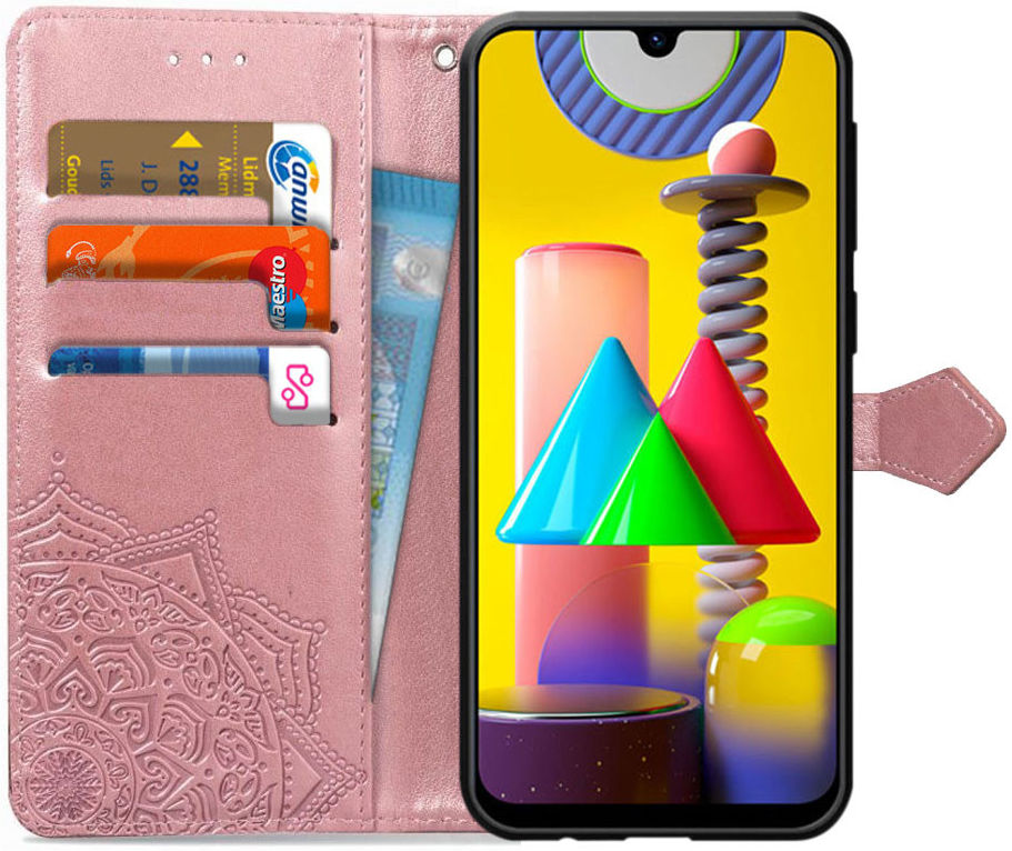 Samsung Galaxy M31 Portemonnee Hoesje Met Mandala Roze Goud afbeelding 1