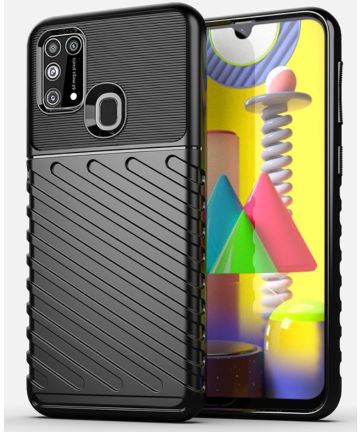 Samsung Galaxy M31 Twill Thunder Texture Back Cover Zwart Hoesjes