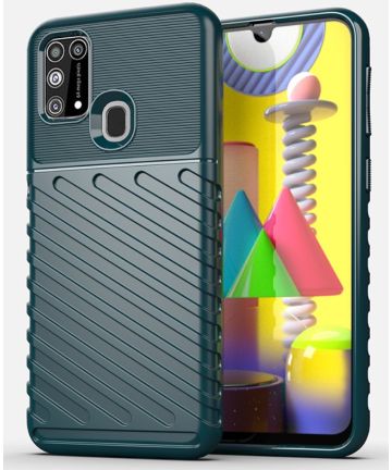 Samsung Galaxy M31 Twill Thunder Texture Back Cover Groen Hoesjes