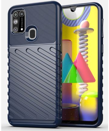 Samsung Galaxy M31 Twill Thunder Texture Back Cover Blauw Hoesjes
