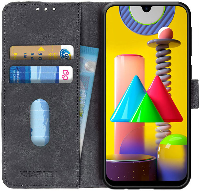 Samsung Galaxy M31 Hoesje Portemonnee Retro Splitleer Zwart afbeelding 1