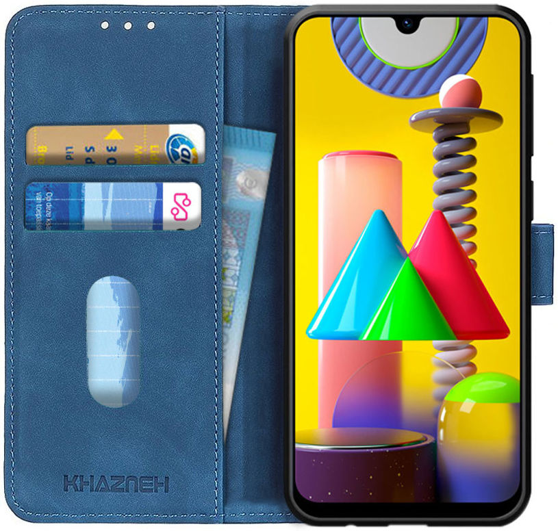 Samsung Galaxy M31 Hoesje Portemonnee Retro Splitleer Blauw afbeelding 1