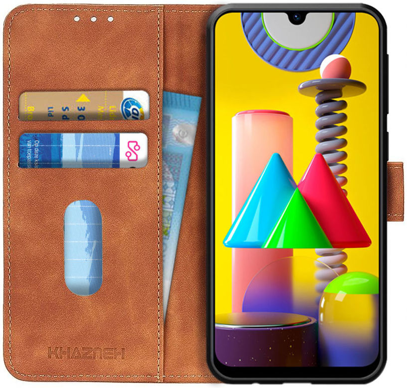 Samsung Galaxy M31 Hoesje Portemonnee Retro Splitleer Bruin afbeelding 1