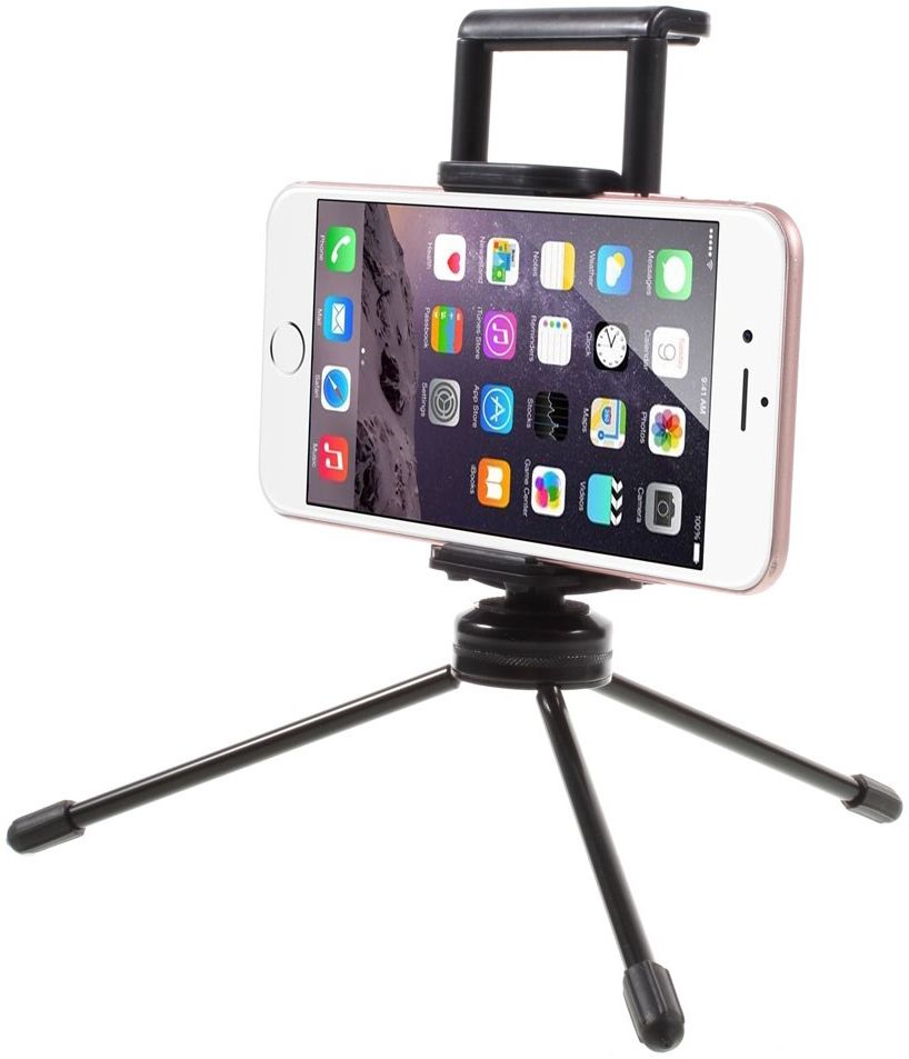 Multi-Functioneel Mini Metalen Tripod Stand Smartphone / Tablet Zwart afbeelding 10