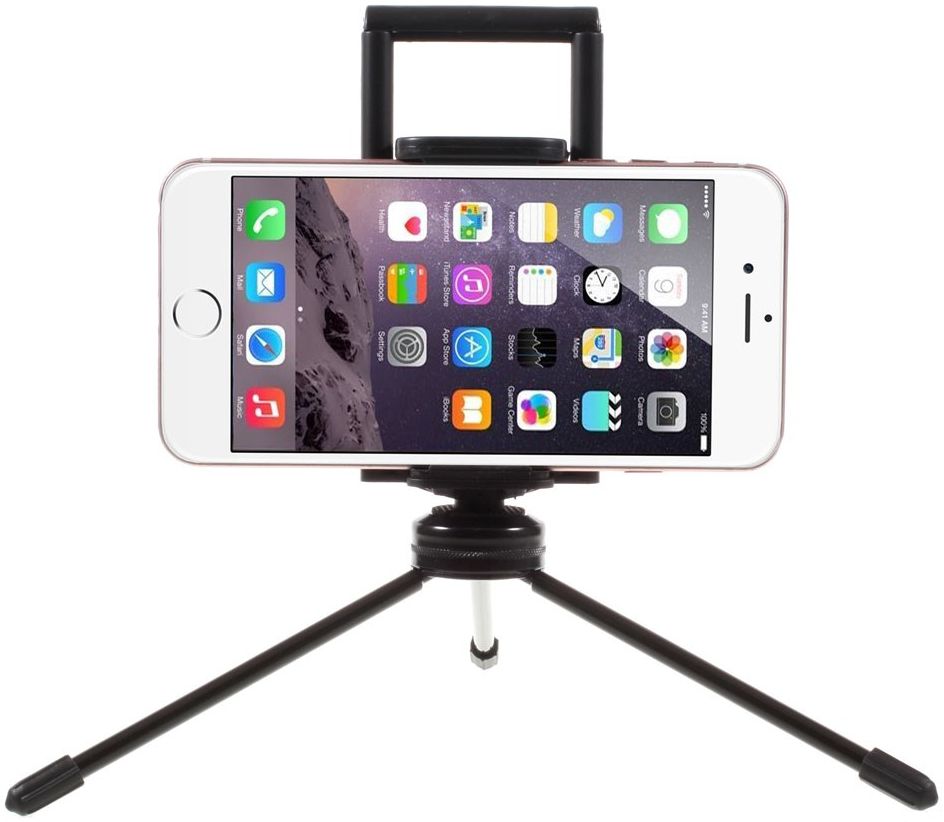 Multi-Functioneel Mini Metalen Tripod Stand Smartphone / Tablet Zwart afbeelding 8
