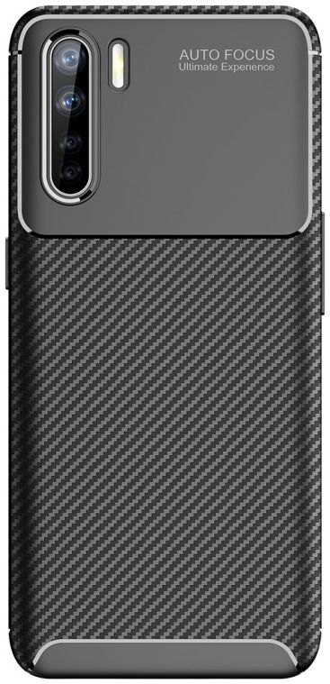 Oppo A91 Hoesje Geborsteld Carbon Zwart afbeelding 1
