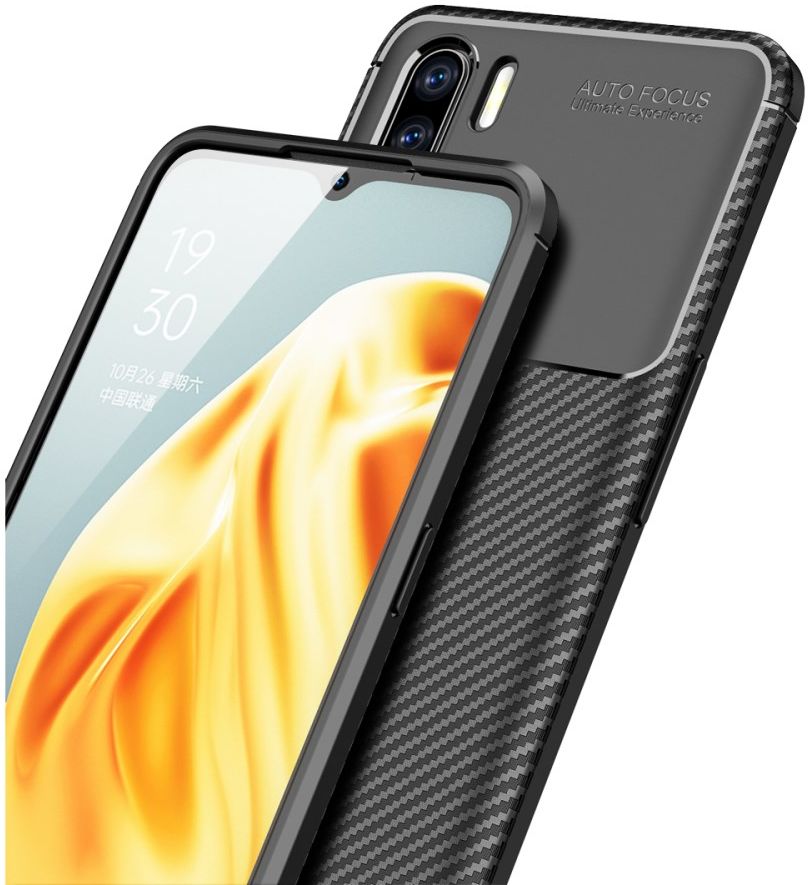 Oppo A91 Hoesje Geborsteld Carbon Zwart afbeelding 6