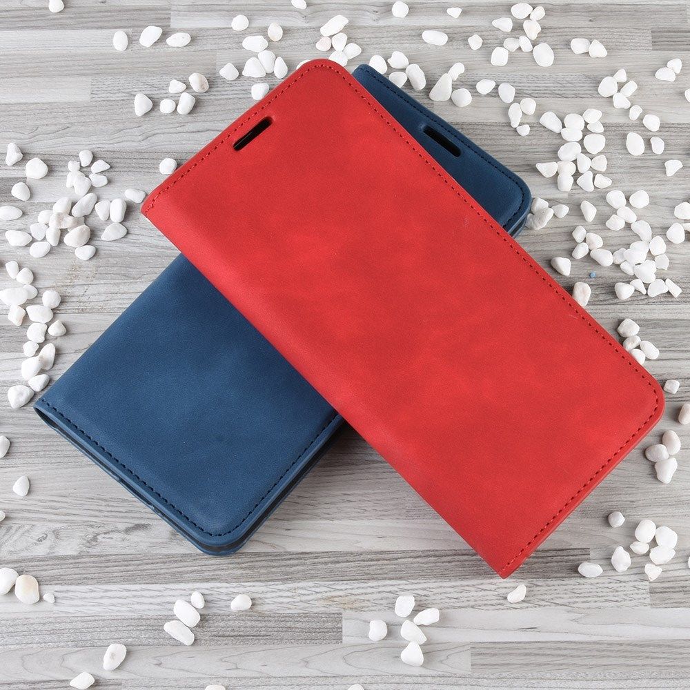 Oppo A91 Hoesje Zijdezacht Kunstleer Portemonnee Rood afbeelding 9