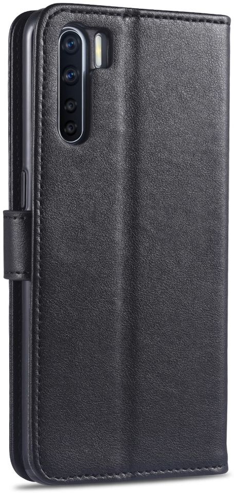 AZNS Oppo A91 Hoesje Wallet Book Case Kunst Leer Zwart afbeelding 4