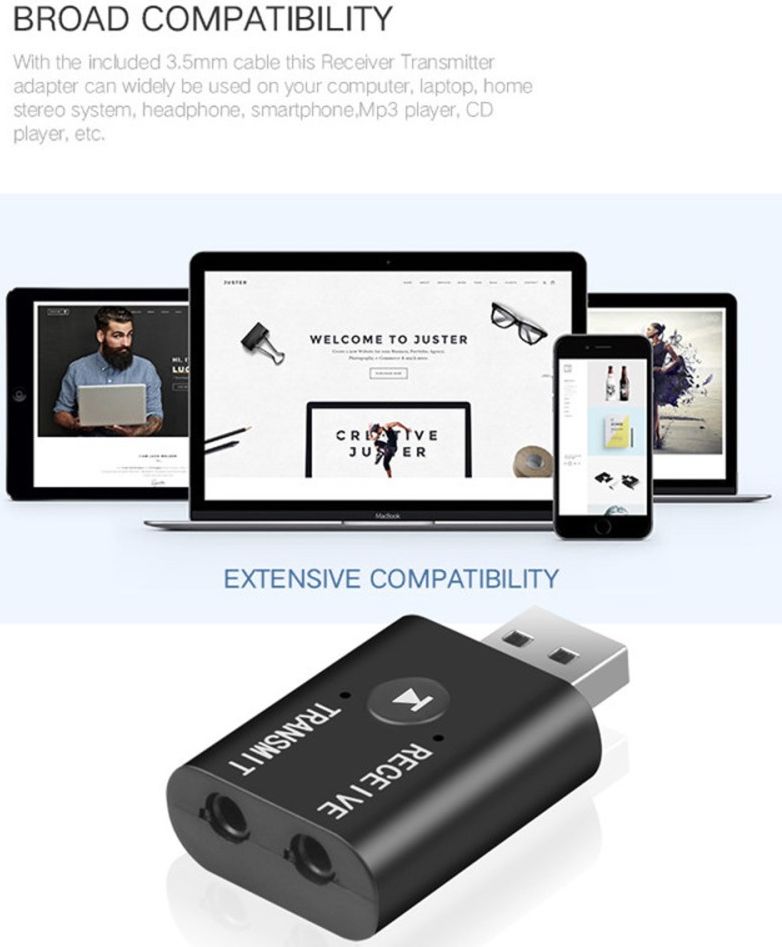 Bluetooth USB Adapter Transmitter Receiver 2 in 1 afbeelding 5