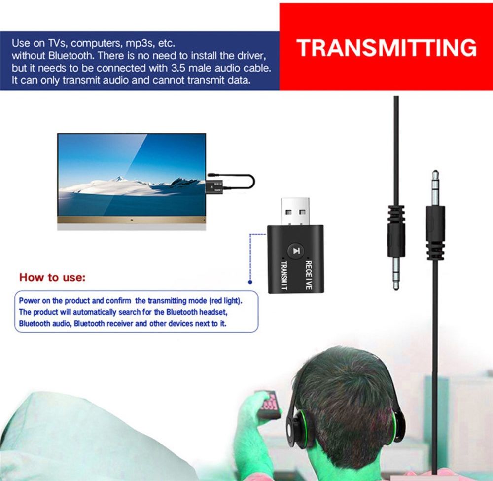 Bluetooth USB Adapter Transmitter Receiver 2 in 1 afbeelding 7